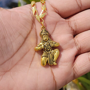 Hanuman Ji Spiritual Pendant in Silver Finish | Divine Protection Amulet for Strength & Devo 18K Gold Plated tion
