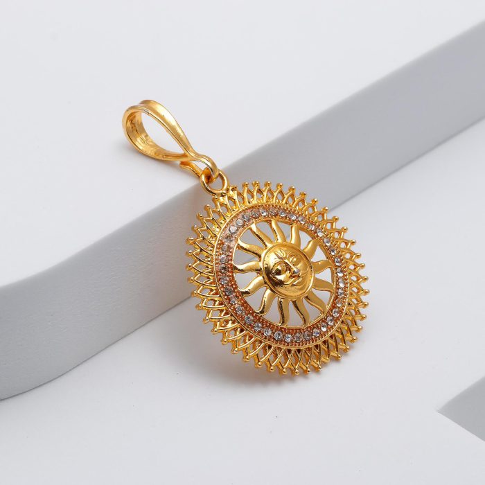 Suraj Pendant with Cuban Link Heavy Chain – Sun God Necklace for Men 18K Gold Plated