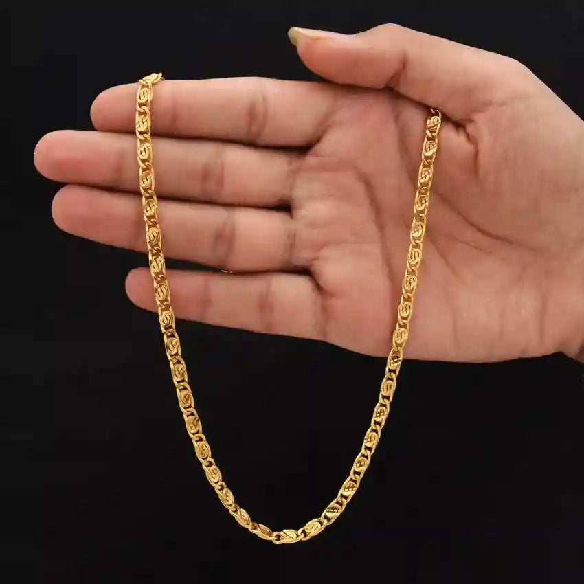 Minprice 1 Gram Thick Jalebi Design Gold Plated Chain for Men