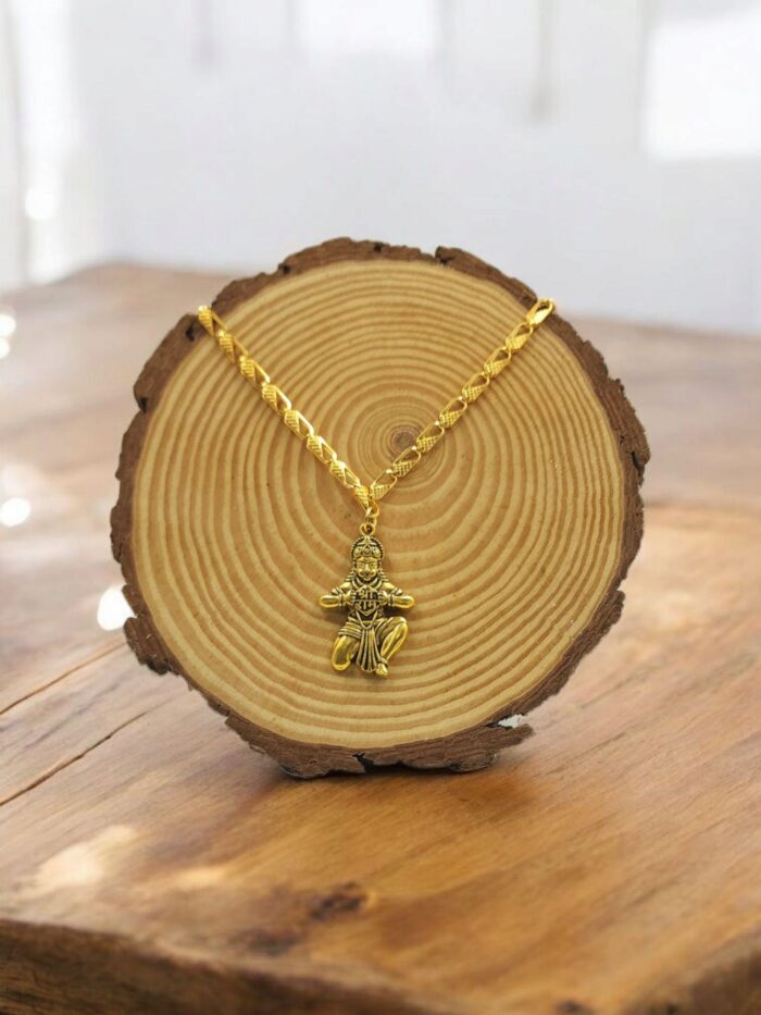 Hanuman Ji Spiritual Pendant in Silver Finish | Divine Protection Amulet for Strength & Devo 18K Gold Plated tion