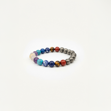 9 Chakra Natural Stone Bracelet with Pyrite – Healing, Balance & Positive Energy