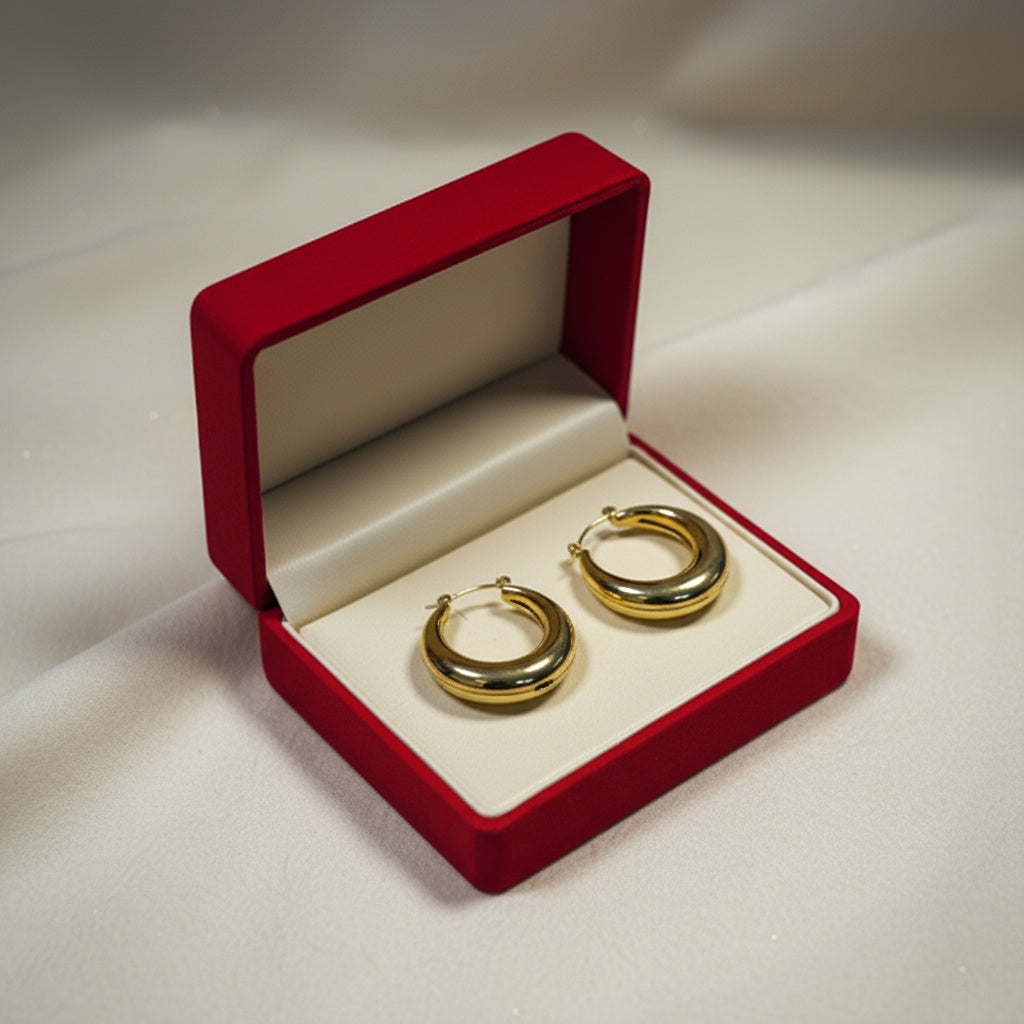 Chunky 22K Gold Plated Hoop Earrings for Women – Bold & Glossy Statement Jewelry