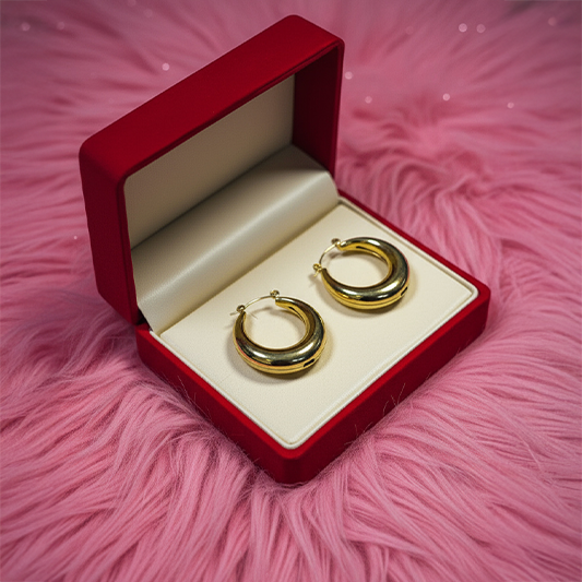 Chunky 22K Gold Plated Hoop Earrings for Women – Bold & Glossy Statement Jewelry