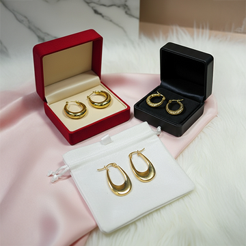 Premium 22K Gold Plated Earrings Set – 3 Pairs of Elegant Hoop & Drop Earrings with Gift Box