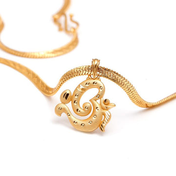 Om Brass Pendant with 18K Gold Plating – Adjustable Chain, Spiritual Necklace for Daily Wear