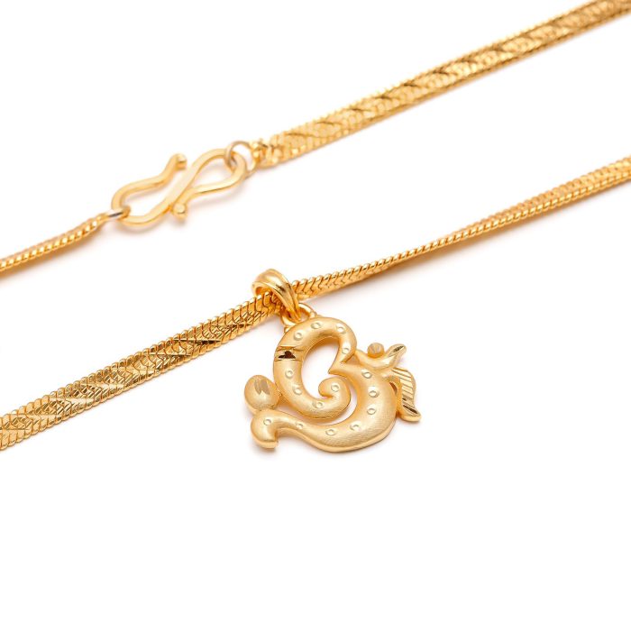 Om Brass Pendant with 18K Gold Plating – Adjustable Chain, Spiritual Necklace for Daily Wear