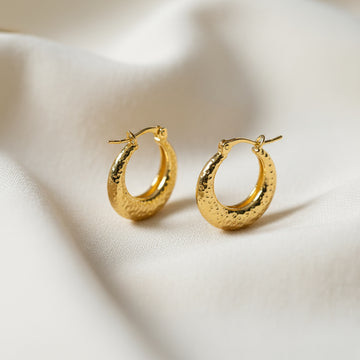 Textured Gold Plated Hoop Earrings for Women – Bold & Elegant Statement Jewelry