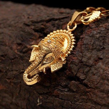 Ganesh Ji Pendant with Biscuit Chain – 18K Gold Plated Spiritual Necklace for Men & Women