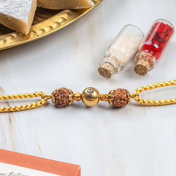 Spiritual Rudraksh Trishul Natural Stone Rakhi