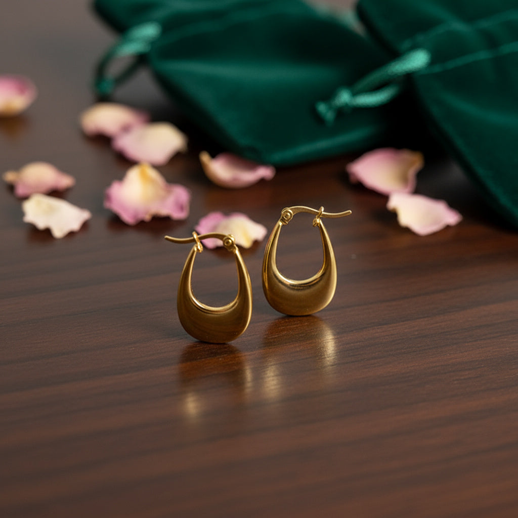 Classic 22K Gold Plated Hoop Earrings for Women – Elegant Daily & Party Wear