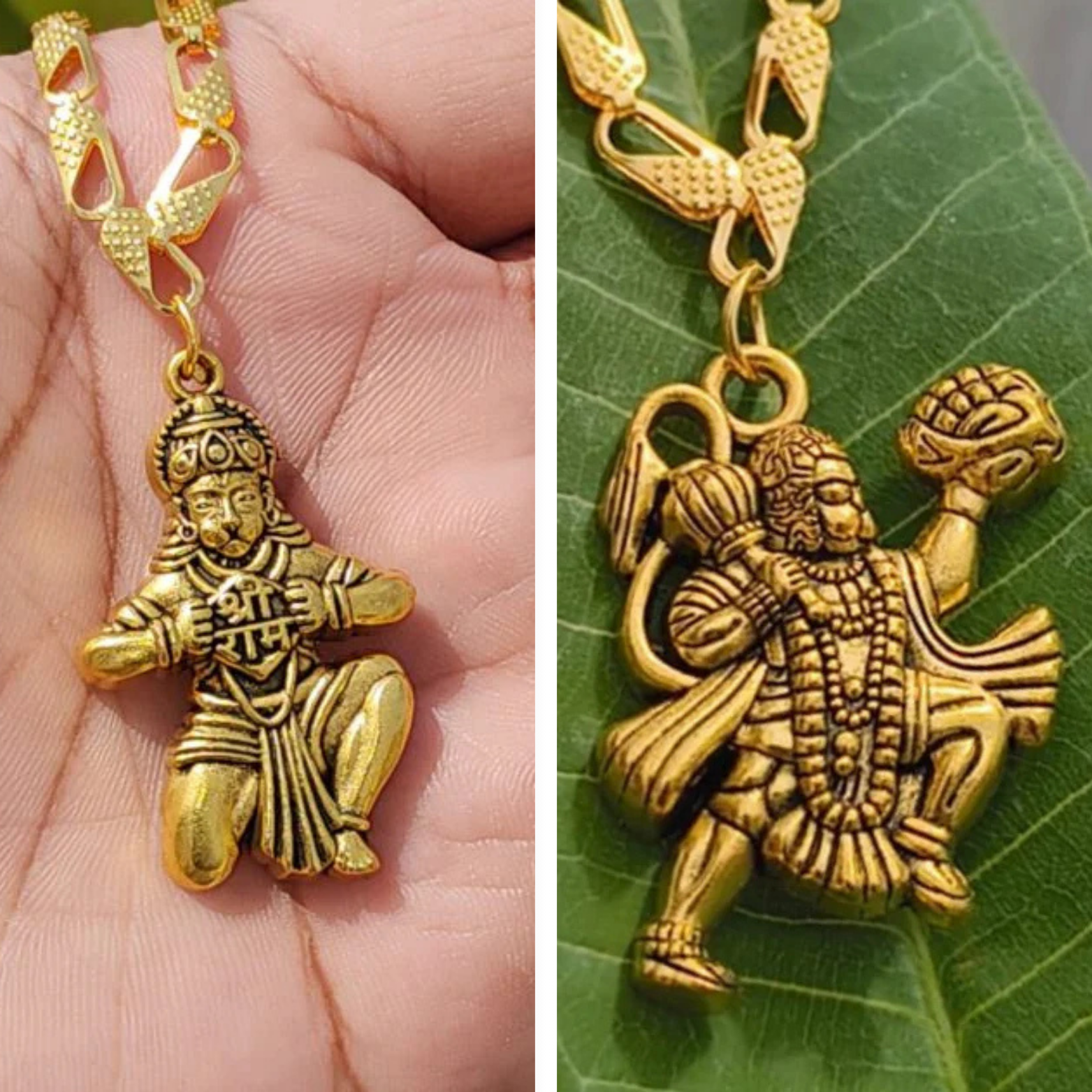 Divine Hanuman Brass Pendants – Set of 2 Spiritual Necklaces