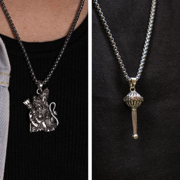 Divine Hanuman & Gada Necklaces – Set of 2 Powerful Spiritual Pendants