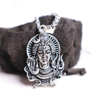 Shiv with Left Snake & Right Trishul Pendant (Blessing & Protection)- Abhimantrit