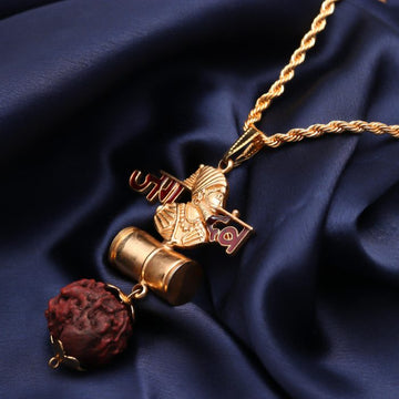 Jagdamba Pendant with Rassa Chain – Divine Goddess Necklace for Men & Women 18K Gold Plated