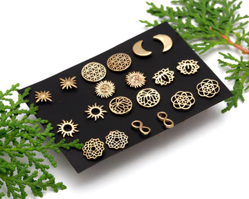 🌟 Gold-Tone Geometric Earring Combo Set – 9 Unique Pairs