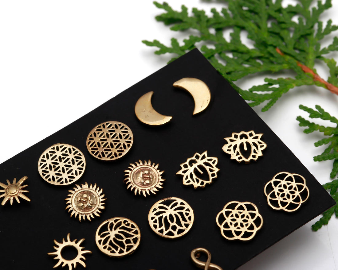 🌟 Gold-Tone Geometric Earring Combo Set – 9 Unique Pairs