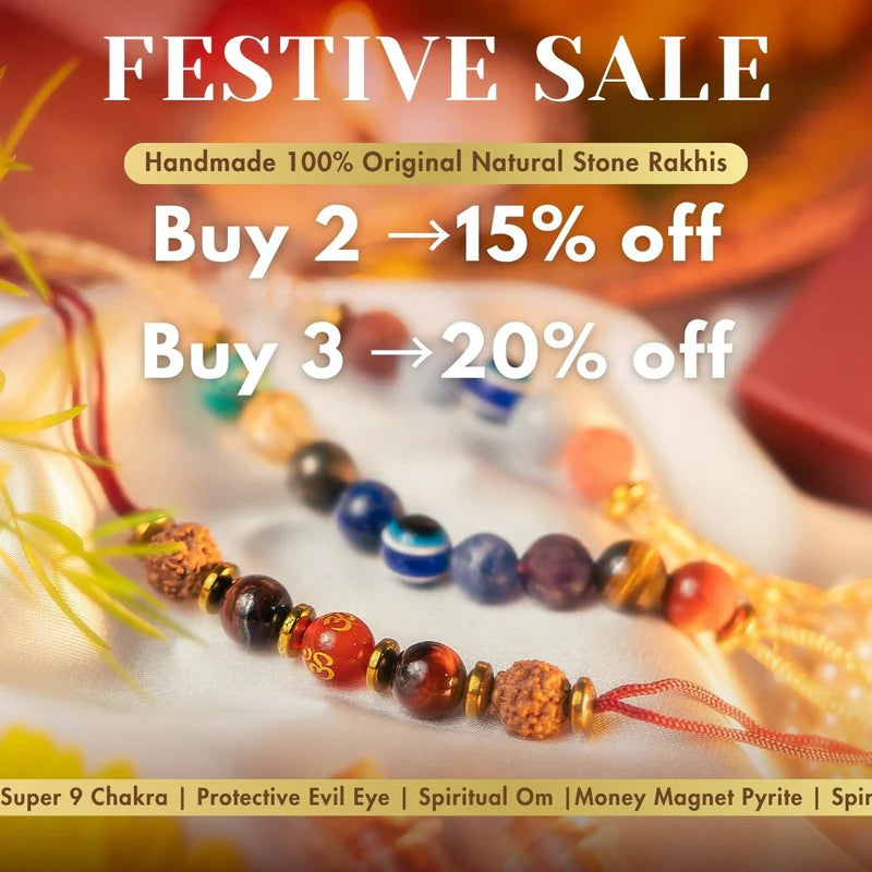Super 9 Chakra Natural Stone Rakhi