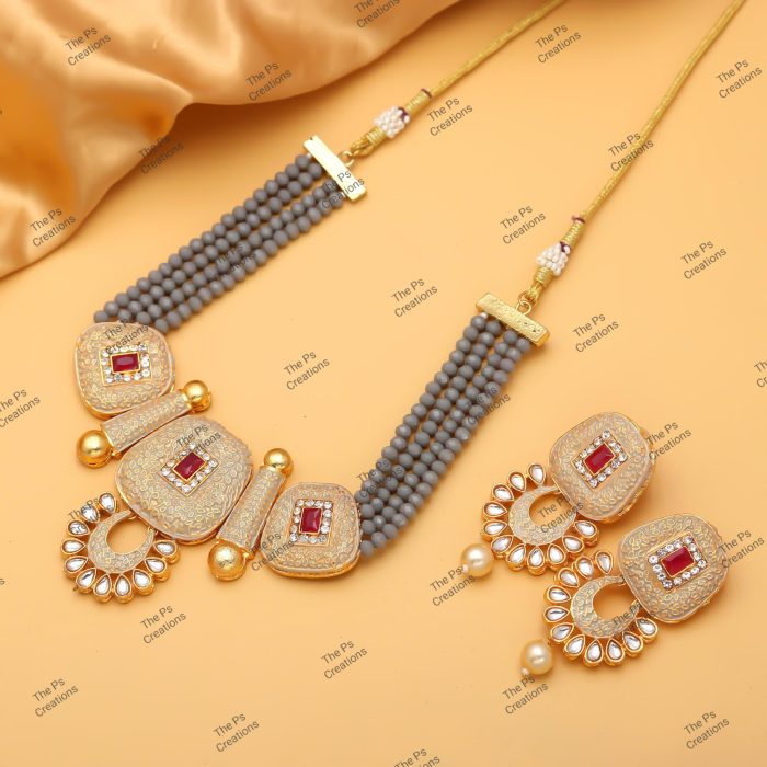 Indian Bridal Wedding Jewelry, Semi-Precious Beaded Design