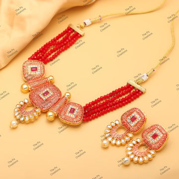 Indian Bridal Wedding Jewelry, Semi-Precious Beaded Design
