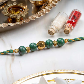 Prosperity Malachite & Gold Hematite Natural Stone Rakhi