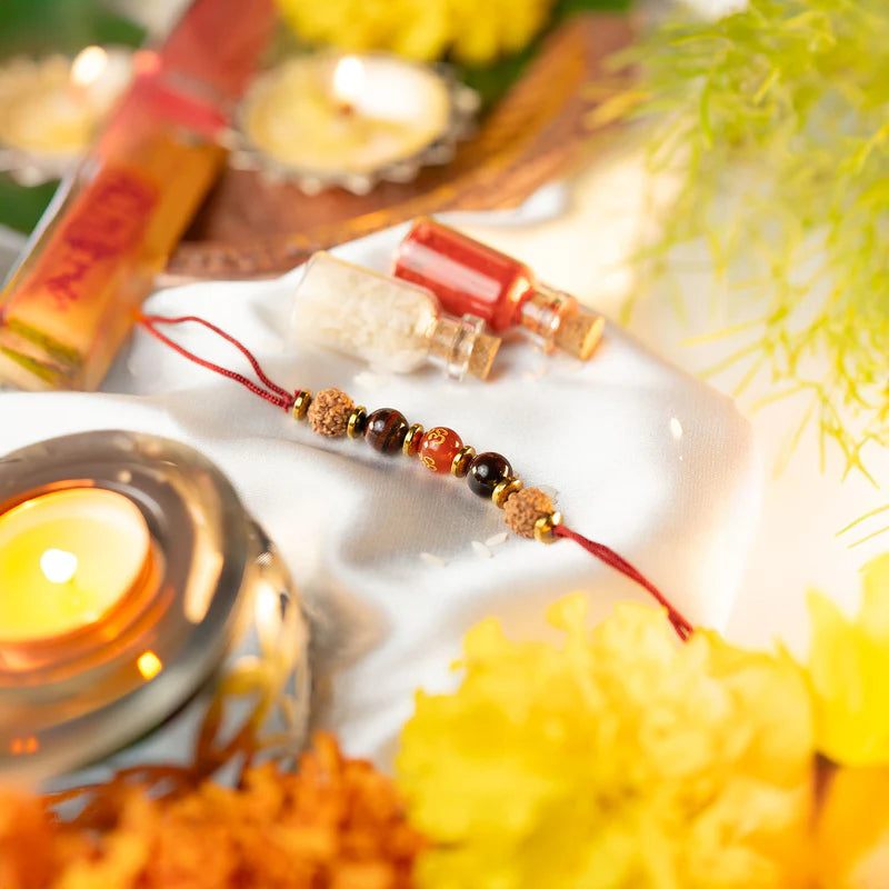Spiritual Om Rudraksha Natural Stone Rakhi
