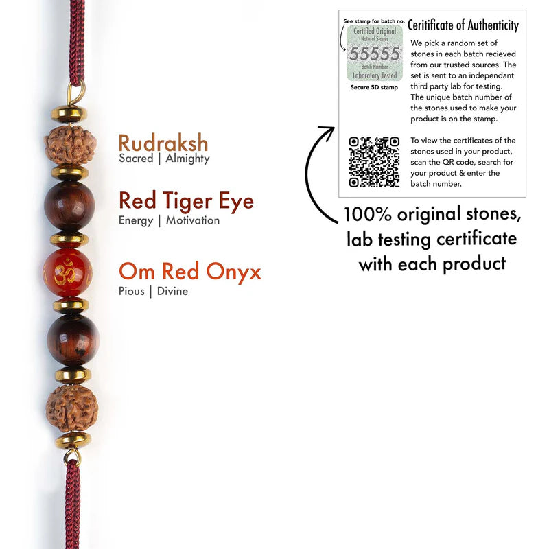 Spiritual Om Rudraksha Natural Stone Rakhi