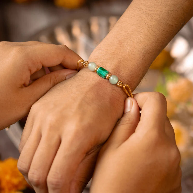 Transforming Malachite Aventurine Natural Stone Rakhi