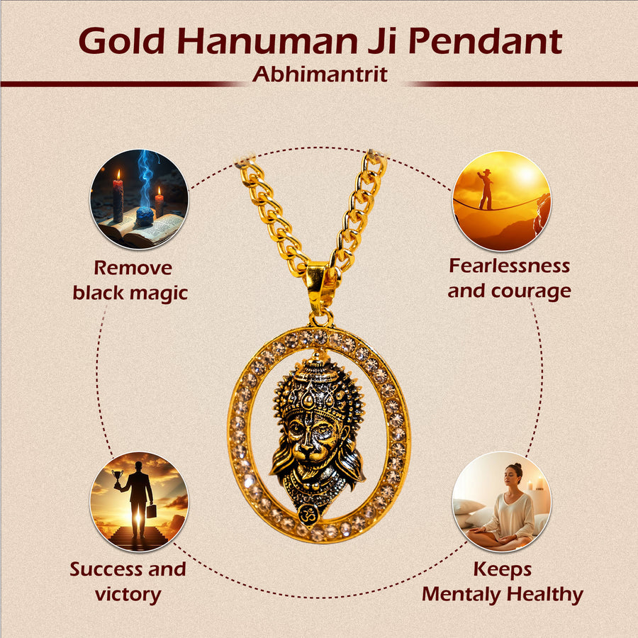 Gold Hanuman Ji Pendant (Blessing & Protection) - Abhimantrit
