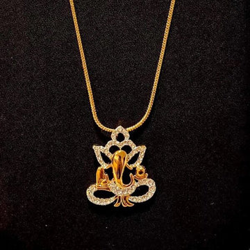 Estele Gold & Rhodium Plated Spiritual Ganesh Pendant Locket Chain for Women